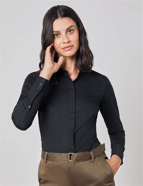 Stretch Cotton Shirt in Black 